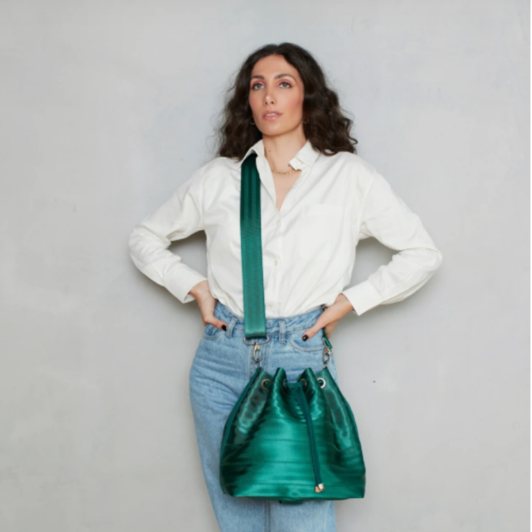 Upcycled Green Ju Bucket Bag by Belo