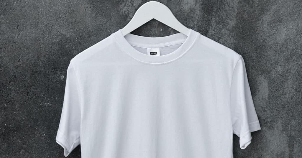 Ethical Brand Directory Blog | How is a white t-shirt made| What should a white t-shirt cost? | White T-shirt on hanger 