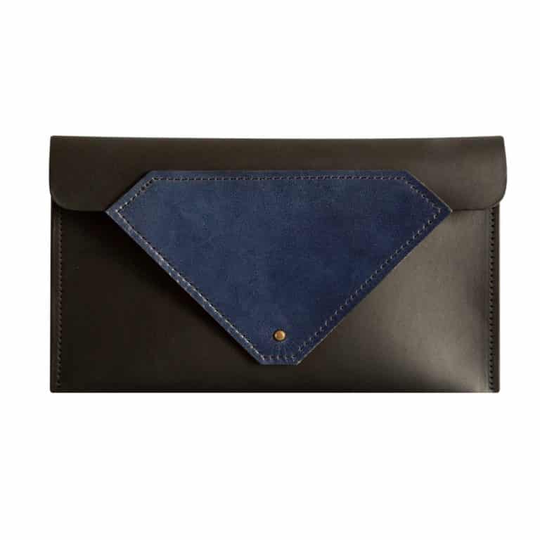 Tatum Diamond London _ Product Shots Ethical Brand Directory & Boutique _ Zero Waste Luxury Bags & Accessories | Blue & Black Slim Leather Belt Bag & Clutch