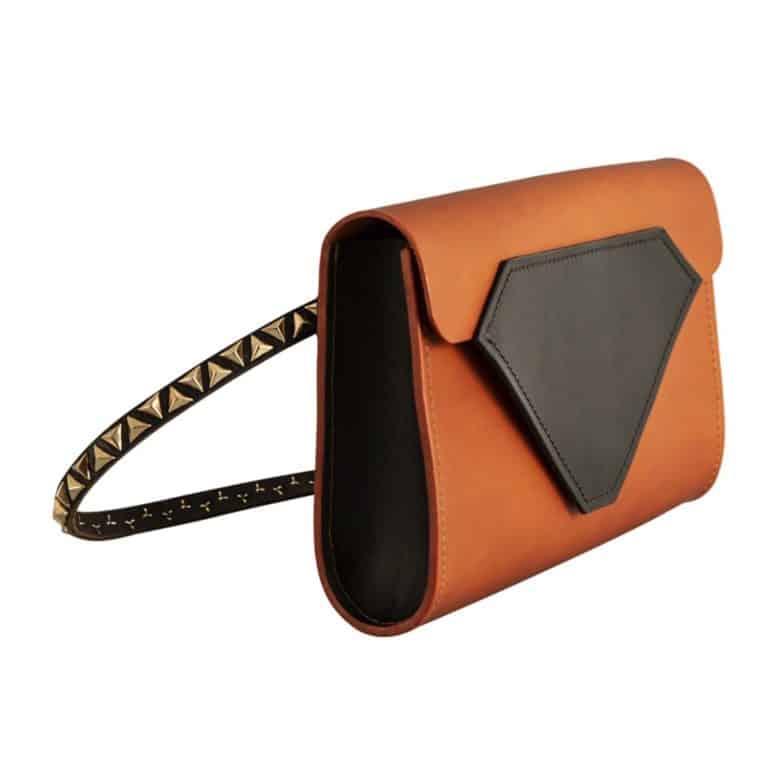Tatum Diamond London _ Product Shots Ethical Brand Directory & Boutique _ Zero Waste Luxury Bags & Accessories | Tan & Black Leather Belt Bag & Clutch