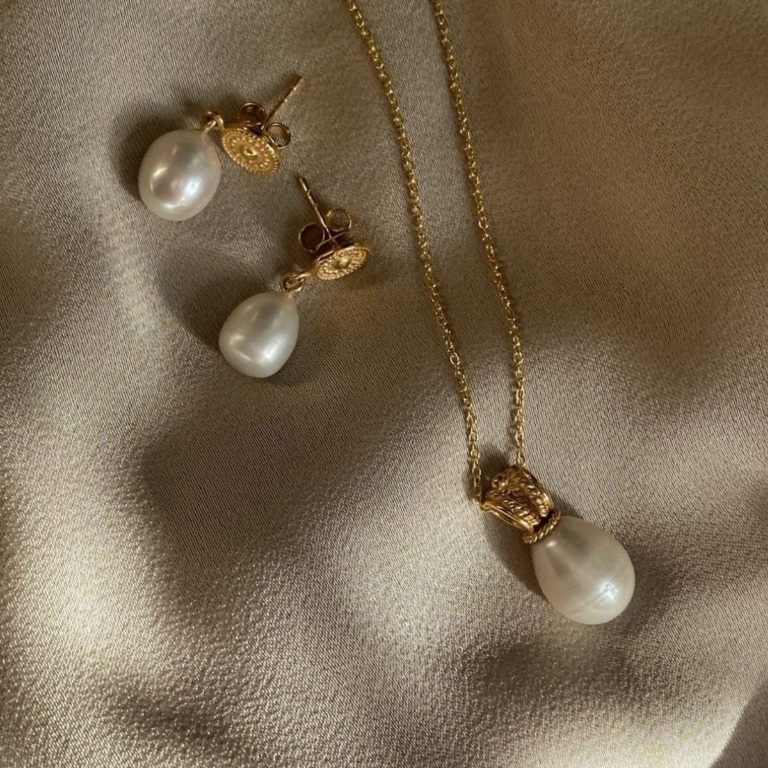 Loft-Daughter-Ethically-Made-Jewellery-_-Stackable-Layering-Gold-Pearl-Necklace-matching-pearl-drop-earrings.j