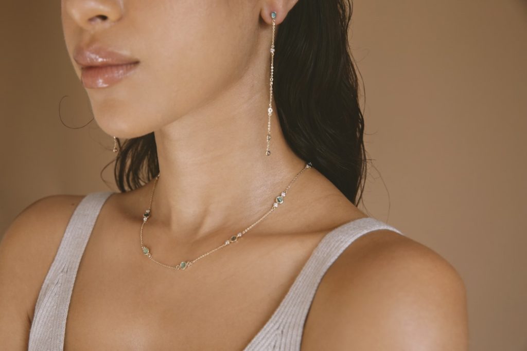 The Oceania Necklace and Isle Drop Earrings in silver | Washed Ashore | Ethical Fine Jewellery Brand