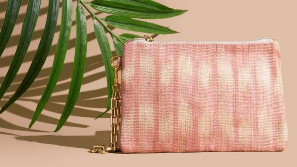 Light Pink Pattern Woven Pouch, The Frankie, Soli and Sun, American Fair trade fashion brand