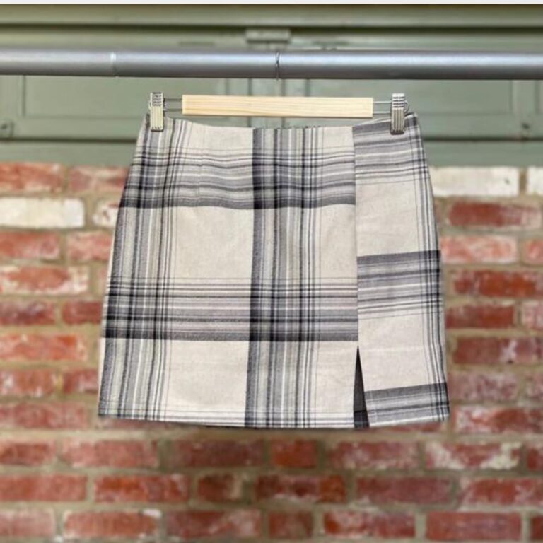 Ethical Brand Directory _ Re-Considered Upcycled Clothing _ Product Image_ Checkered Tartan Mini Skirt 90s Clueless Style