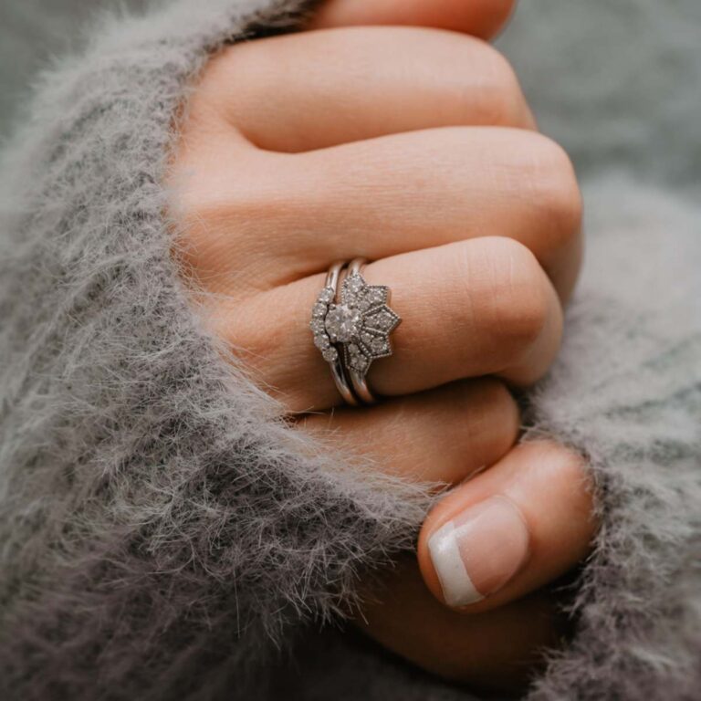 Ethical Logo | Lab-grown ethical diamonds | sustainable engagement rings and wedding bands | Vintage-inspired ring and band