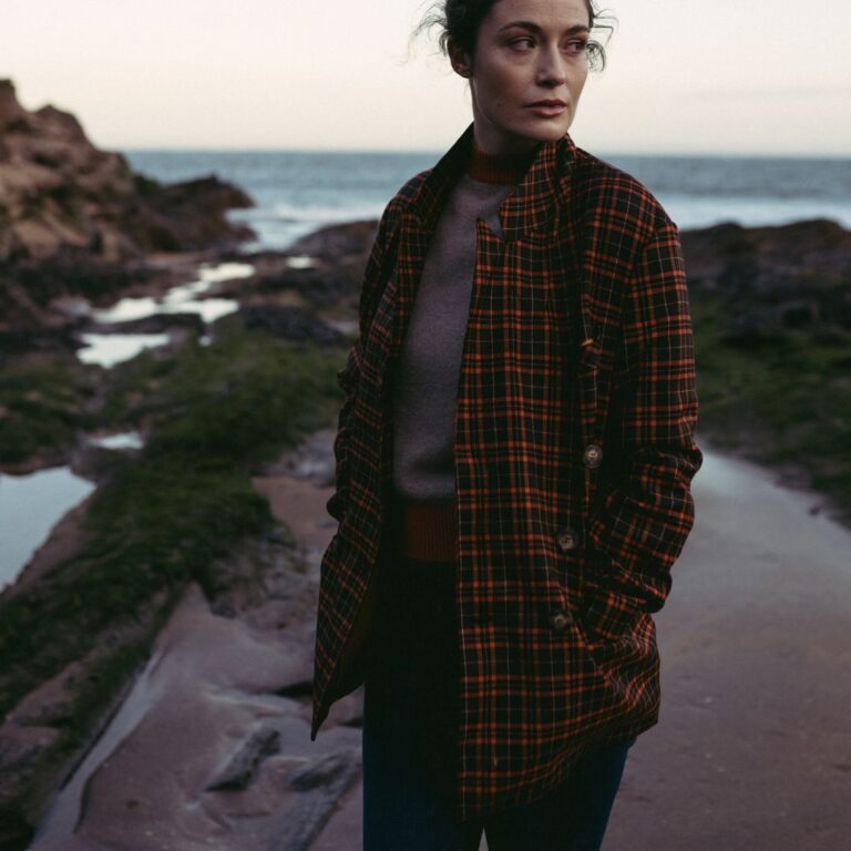 Ethical Brand Directory _ Product Image _ Beira - Red Tartan Blazer, Sustainable