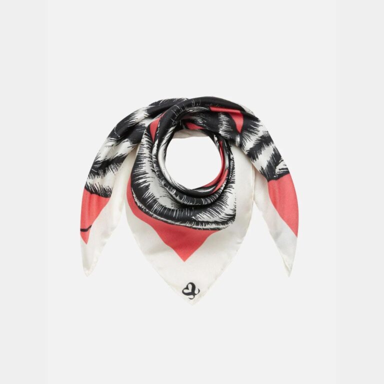 Shaku _ PRODUCT IMAGE _ Silk Scarf _ Black White and Red